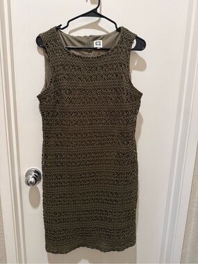 Anne Klein Olive Crochet Sheath Dress